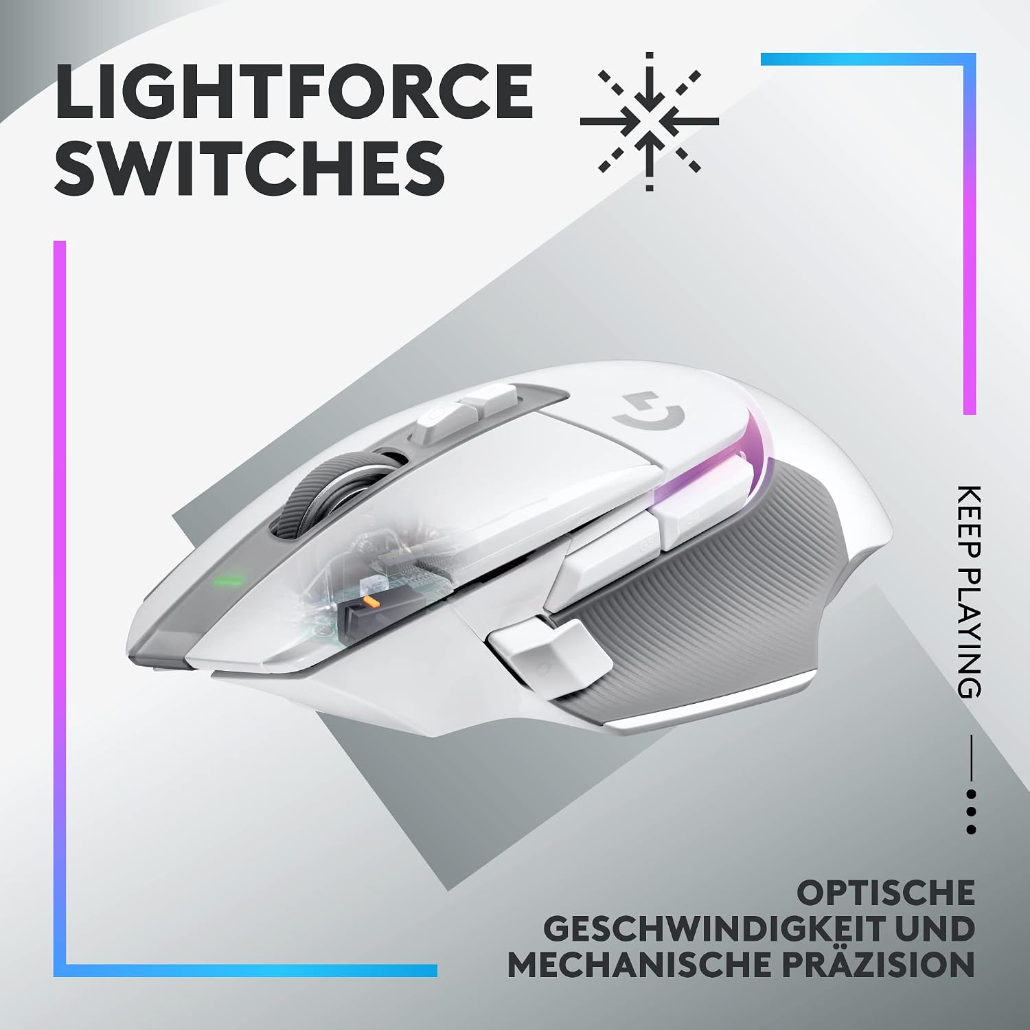 Detalle 2 de Logitech G502 X PLUS LIGHTSPEED: kabellose Gaming-Maus mit LIGHTFORCE-Schaltern und HERO 25K Sensor