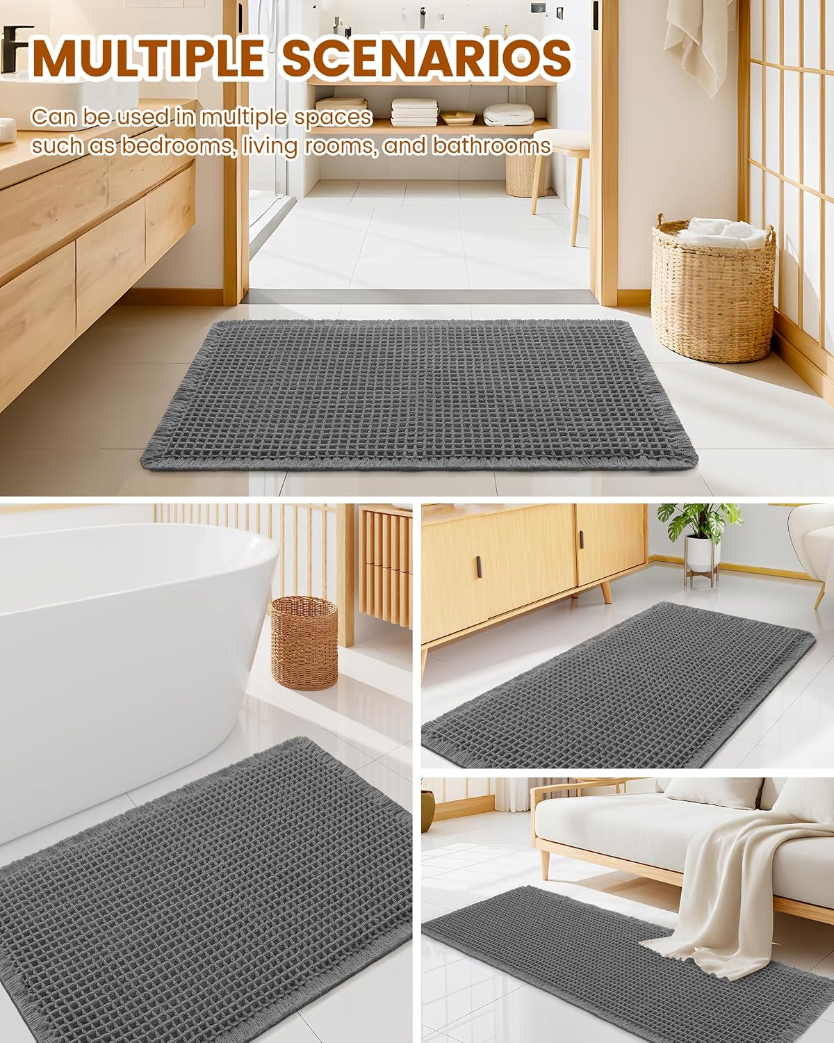 Thumbnail 6 de Smiry Waffle Bath Mat 24x16 — Extra Soft, Absorbent Non-Slip Bath Rug