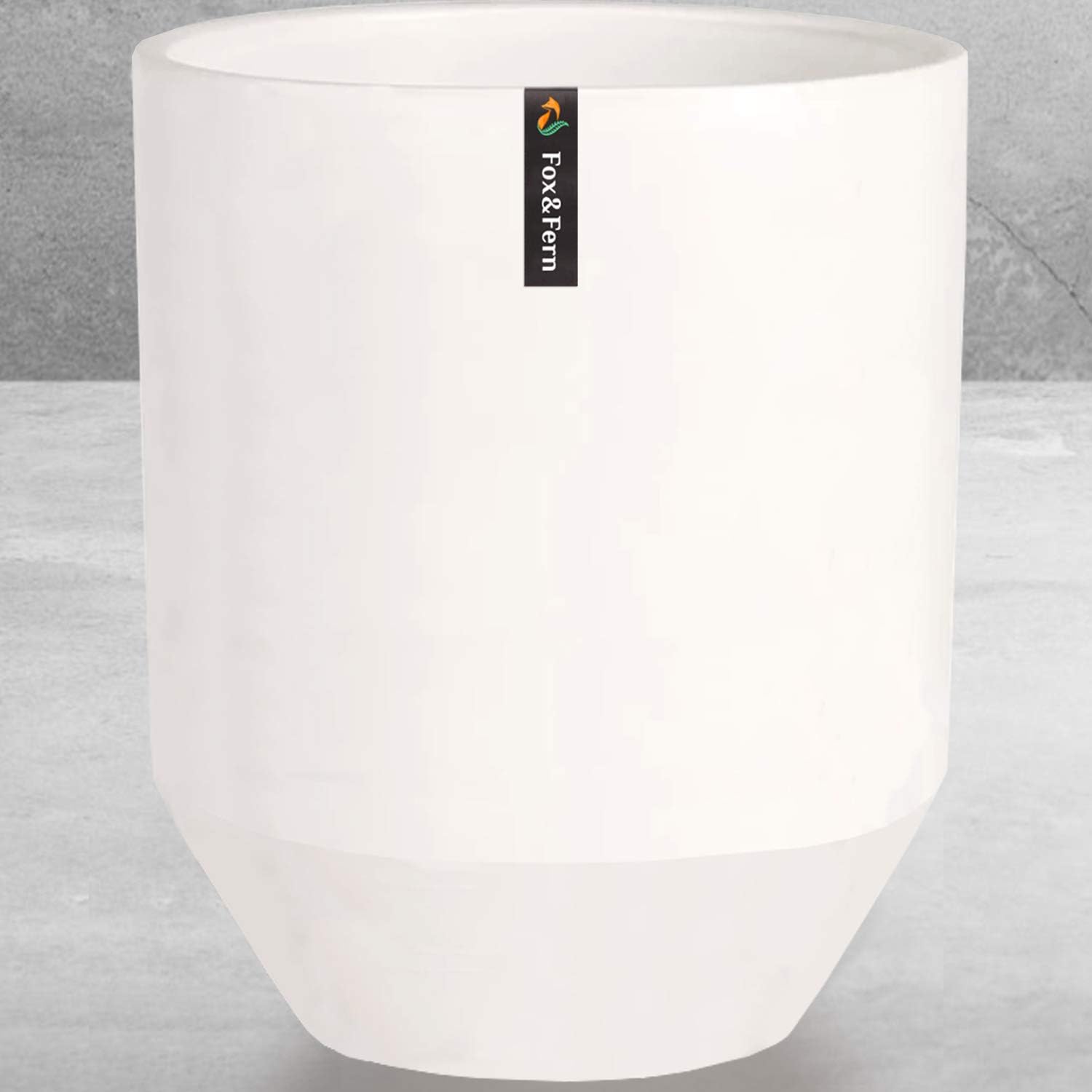 Thumbnail 1 de Fox & Fern plantenpot 25 cm, wit, UV- en vorstbestendig met afvoerplug