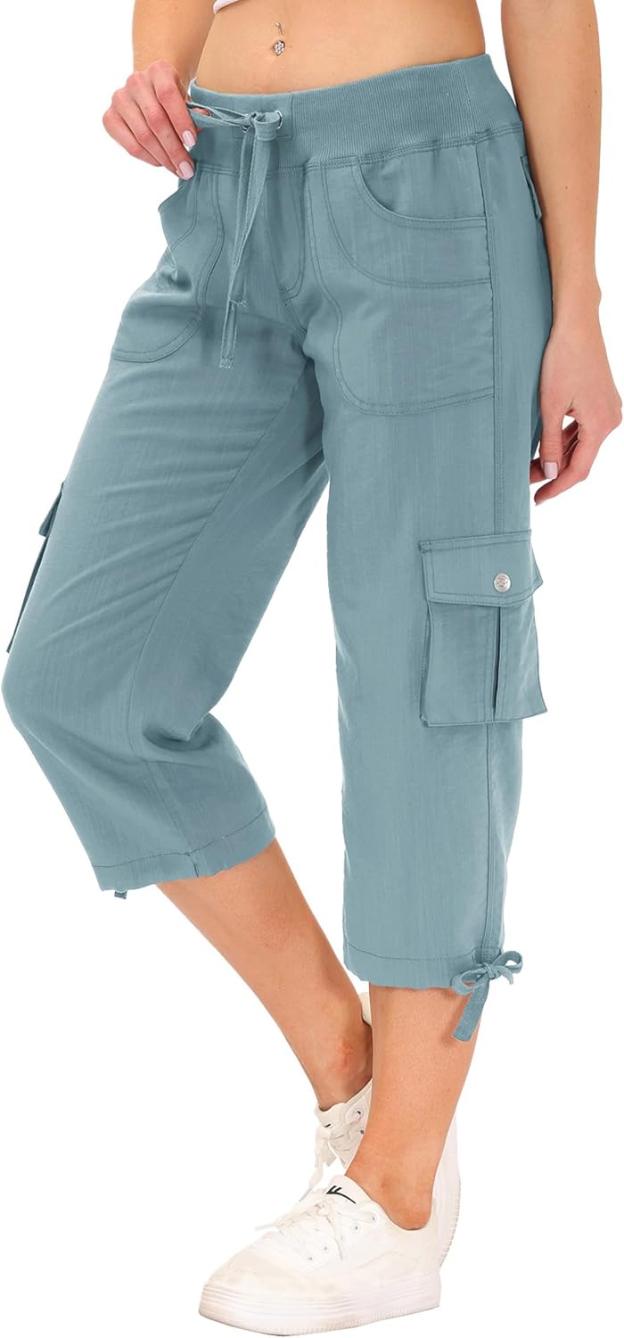 Thumbnail 2 de MoFiz Women's Relaxed-Fit Capri Pants: 3/4 Length Cargo Trousers for Everyday Comfort