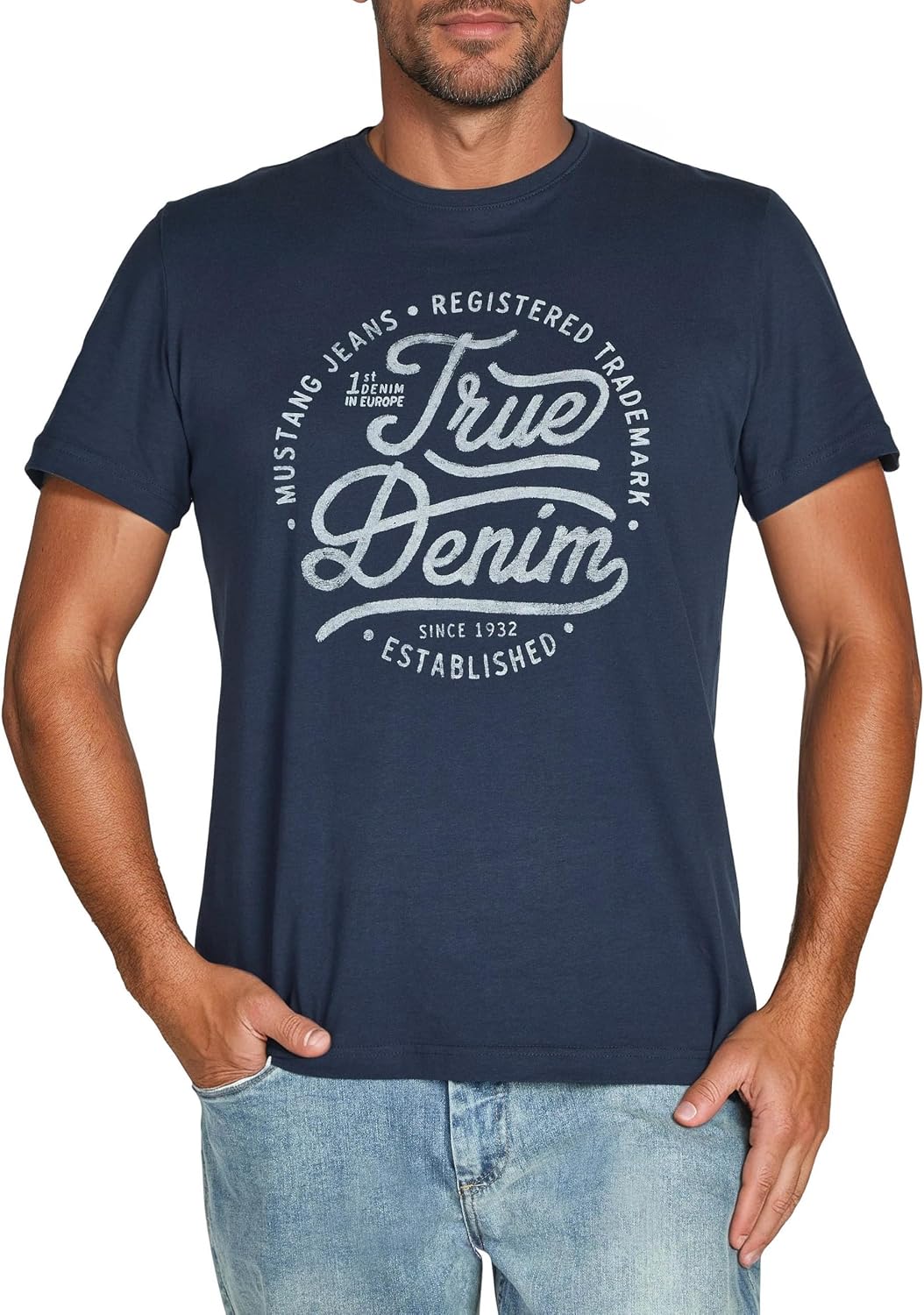 Detalle 2 de MUSTANG Herren T-Shirt Regular Fit – Baumwolle 4er Pack, Rundhals, Kurzarm