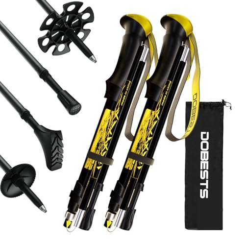 DOBESTS Bastones de Senderismo Plegables 110-130 cm – Set Completo de Aluminio 7075