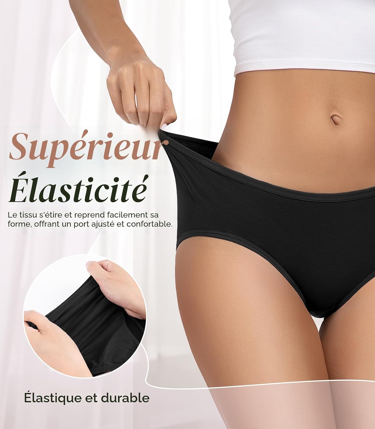 Thumbnail 1 de Culottes Femme Coton Élasticité Parfaite – Lot de 6, Taille Moyenne – Confort Respirant