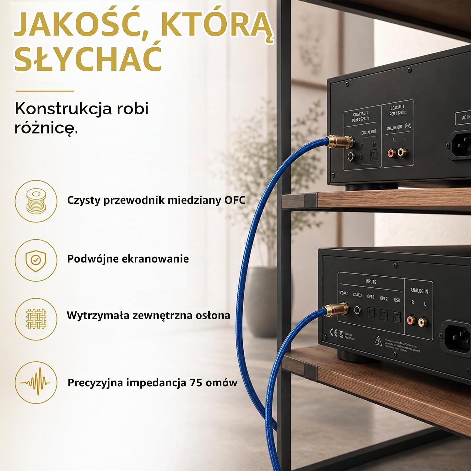 Detalle de Oehlbach NF 113 DI 50 – cyfrowy kabel koncentryczny RCA 75 omów, 50 cm