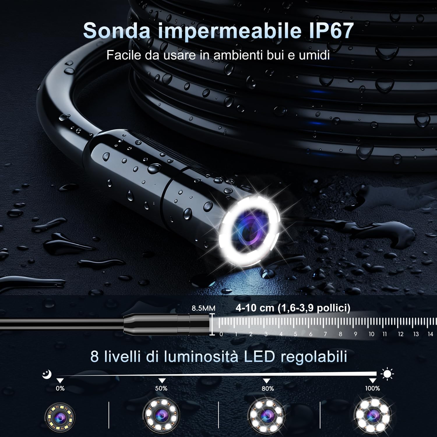 Thumbnail 3 de SKYBASIC Endoscopio Industriale con Schermo 4,3'' HD 1080P e Cavo 10 m – Ispezione Imperscrutabile