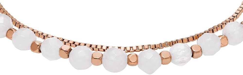 Detalle 2 de Fossil Damenarmband mit Halbedel-Perlen und Karabinerverschluss (Roségoldton, Edelstahl)
