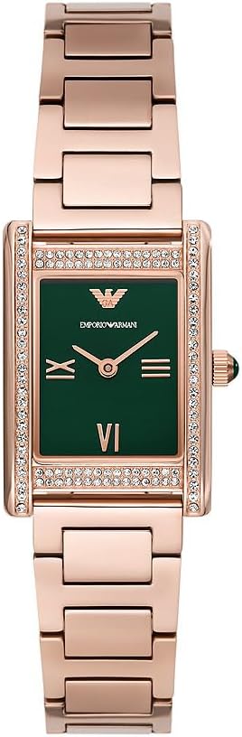 Detalle de Emporio Armani Orologio da donna in acciaio con cassa rettangolare e quadrante verde