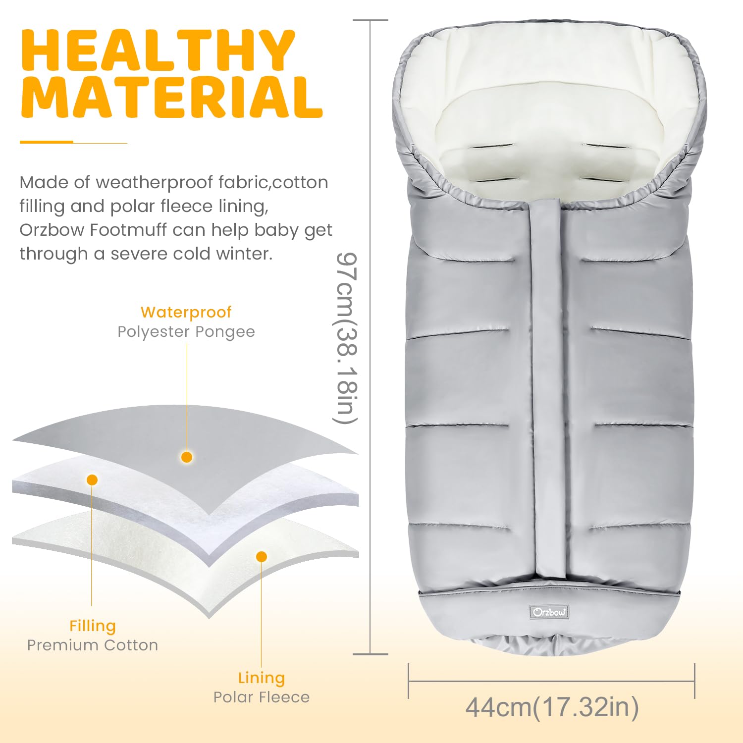Thumbnail 4 de Orzbow Fußsack Kinderwagen Winter 97×44 cm
