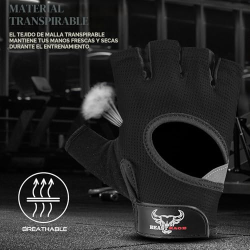 Thumbnail 6 de Beast Rage Guantes de Fitness para levantamiento de pesas – M, Negro