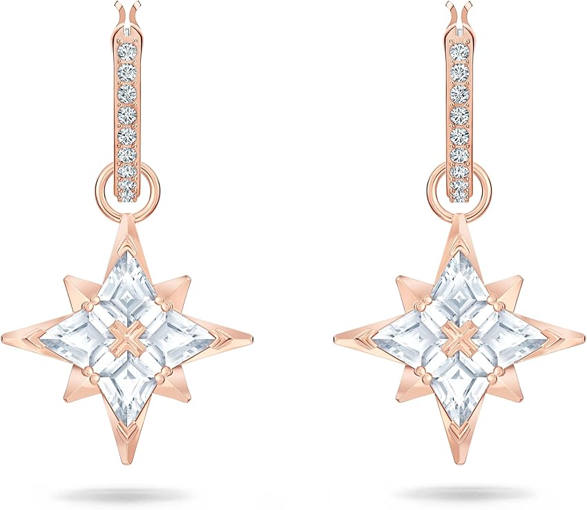 Detalle de Swarovski Pendientes Symbolic Estrella blancos baño tono oro rosa 💍