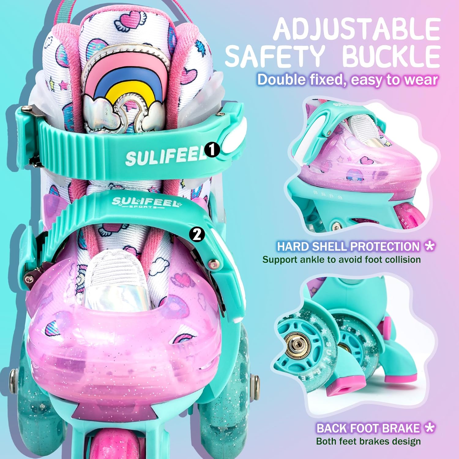Thumbnail 1 de SULIFEEL Patines Roller infantiles ajustables 4 tallas