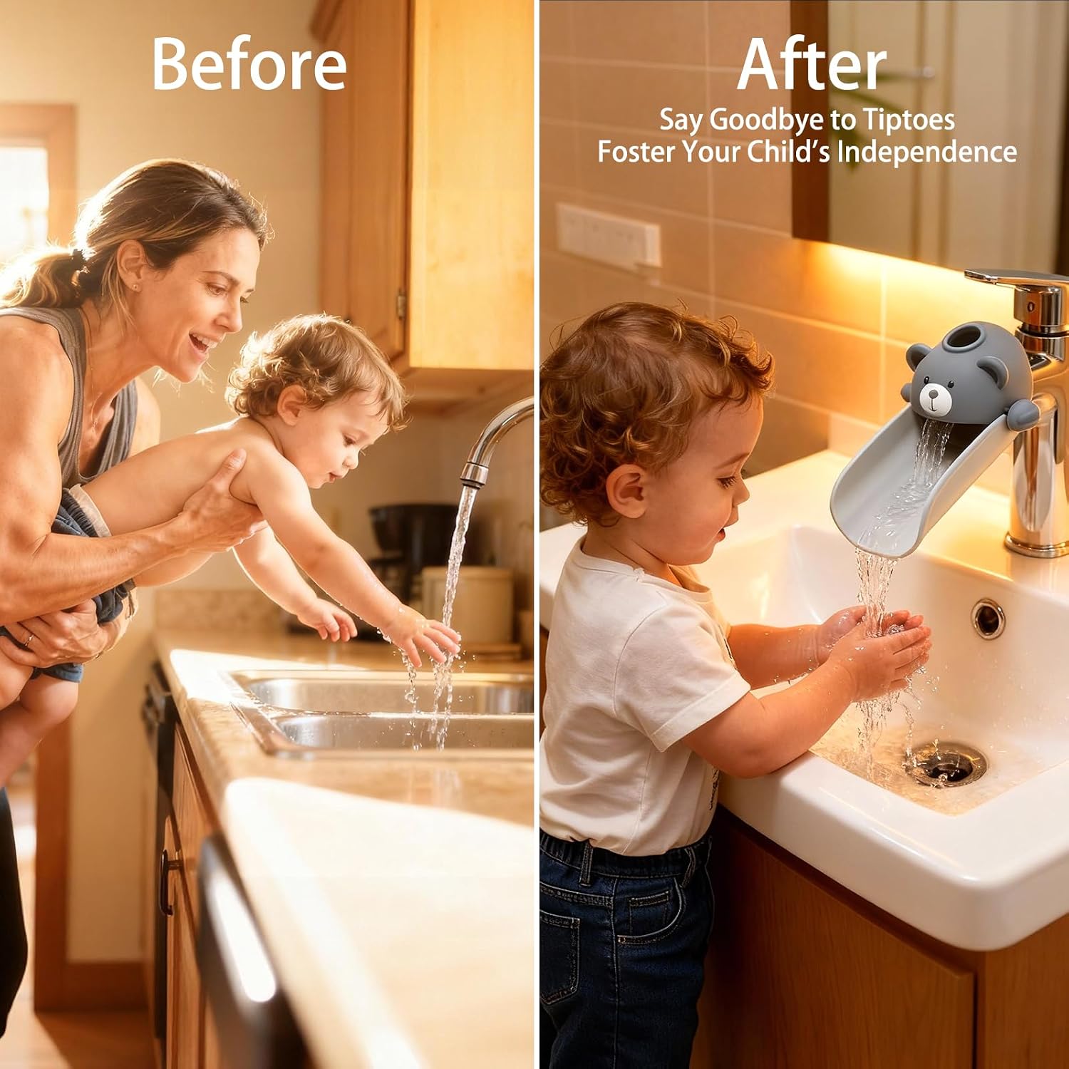 Detalle de SKYROKU SLT001 Toddler Faucet Extender, Grey, U-Shaped Spout