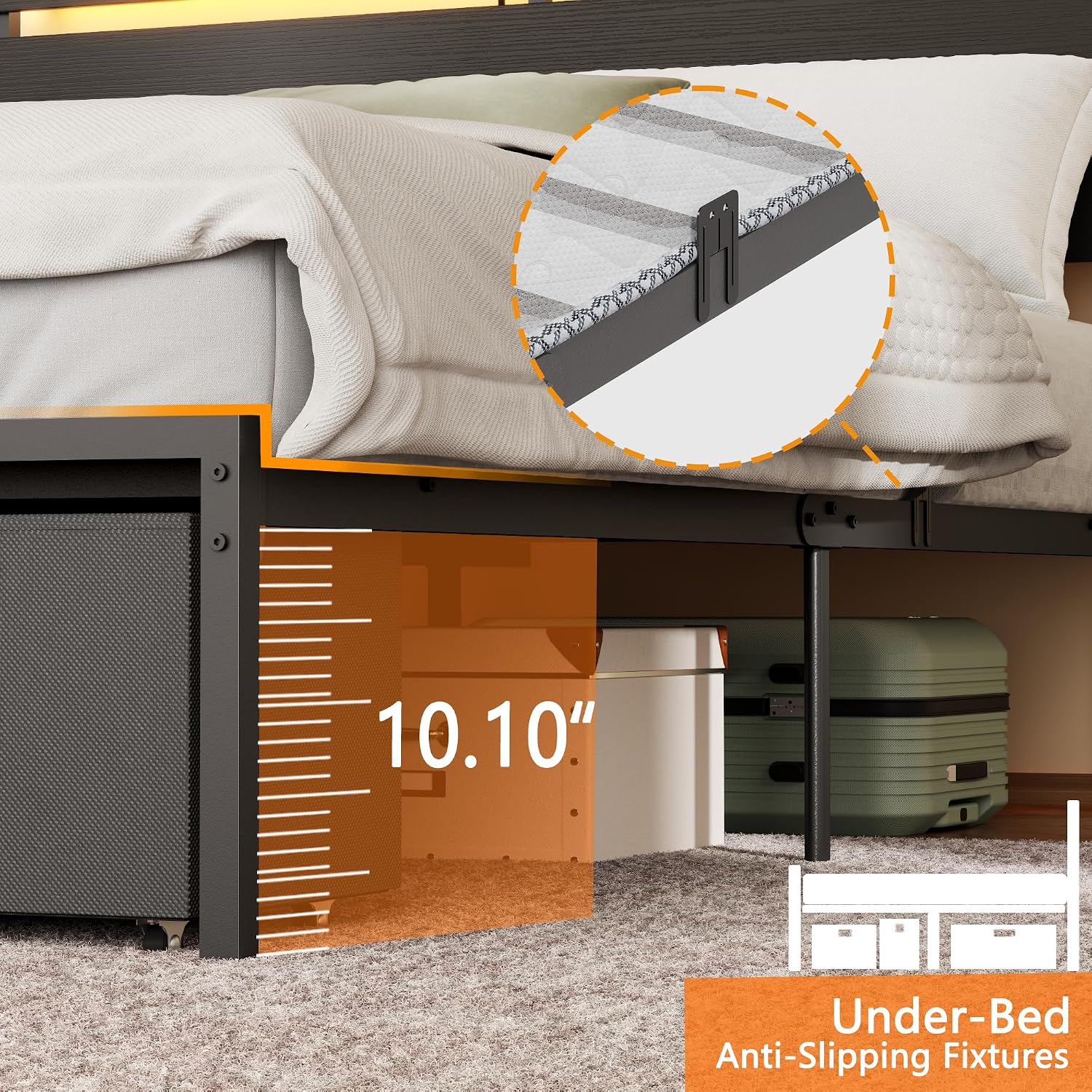 Thumbnail 6 de Forestell HK-BF-028-CLD-Q-1-B Queen Platform Bed with RGB Lights and Drawers