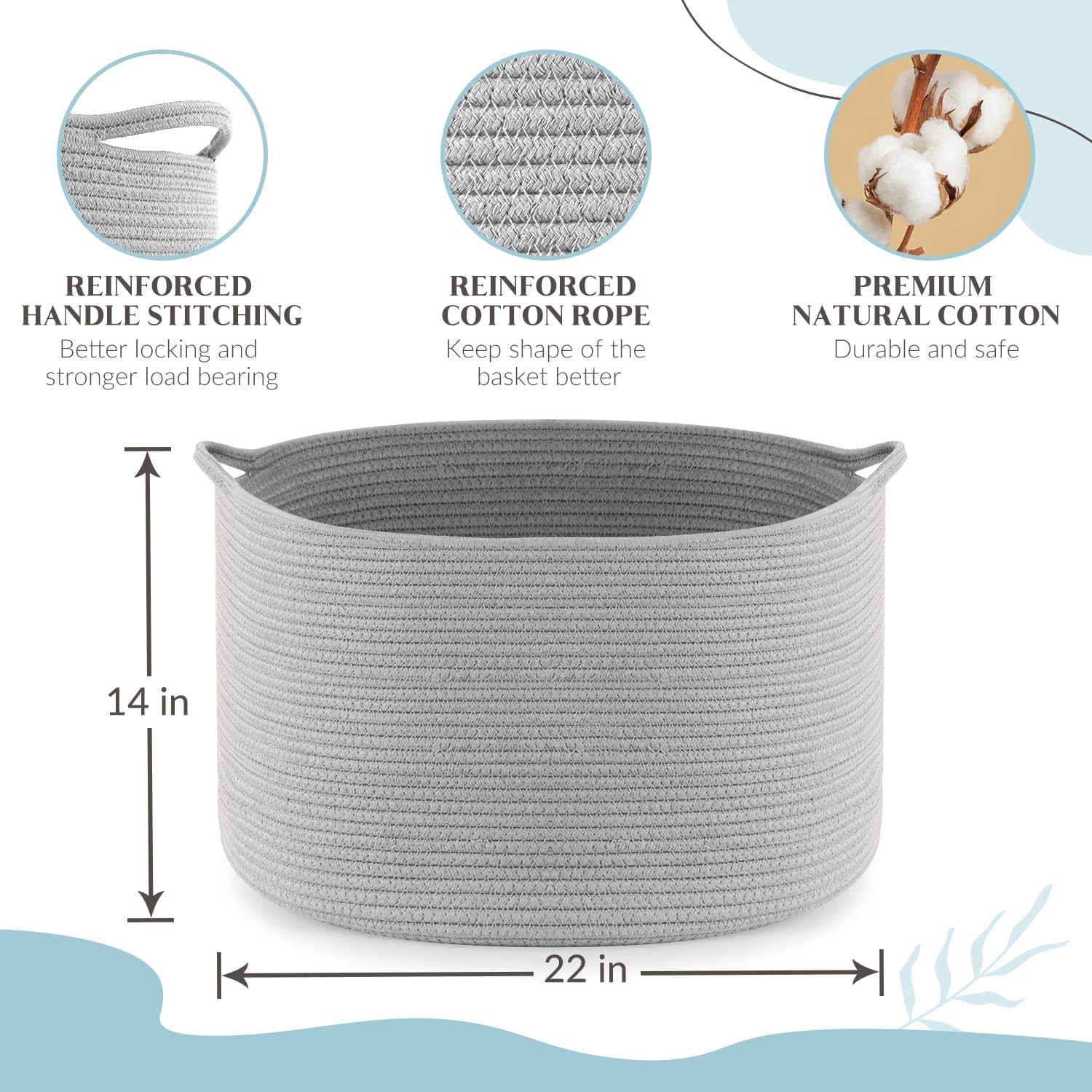 Thumbnail 1 de Maliton Grey Storage Basket, 50x35 cm (68L): A versatile, foldable solution for living spaces