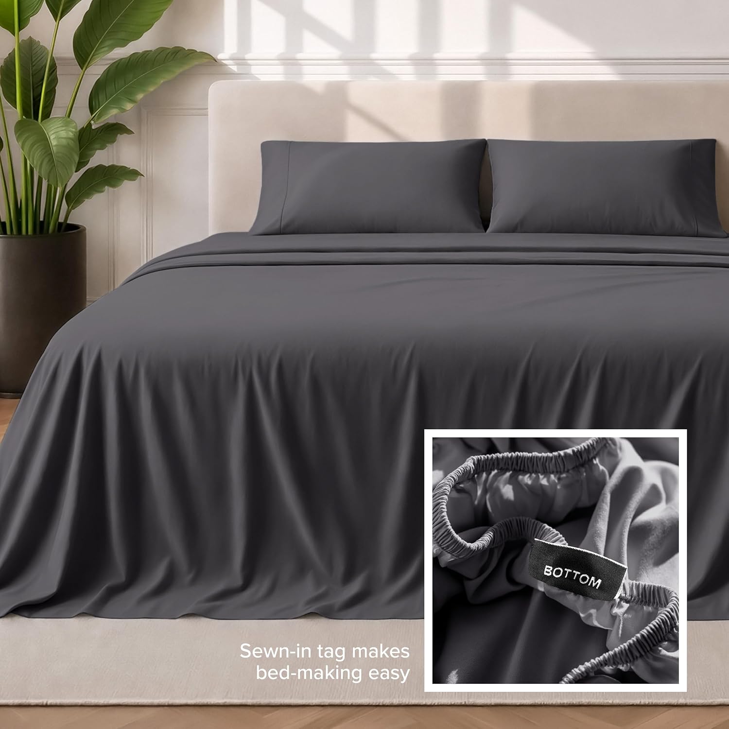Thumbnail 5 de Bare Home King Sheet Set (1800) — Ultra-Soft Microfiber, Double Brushed, Deep Pockets, 4-Piece Set (Forged Iron Grey)
