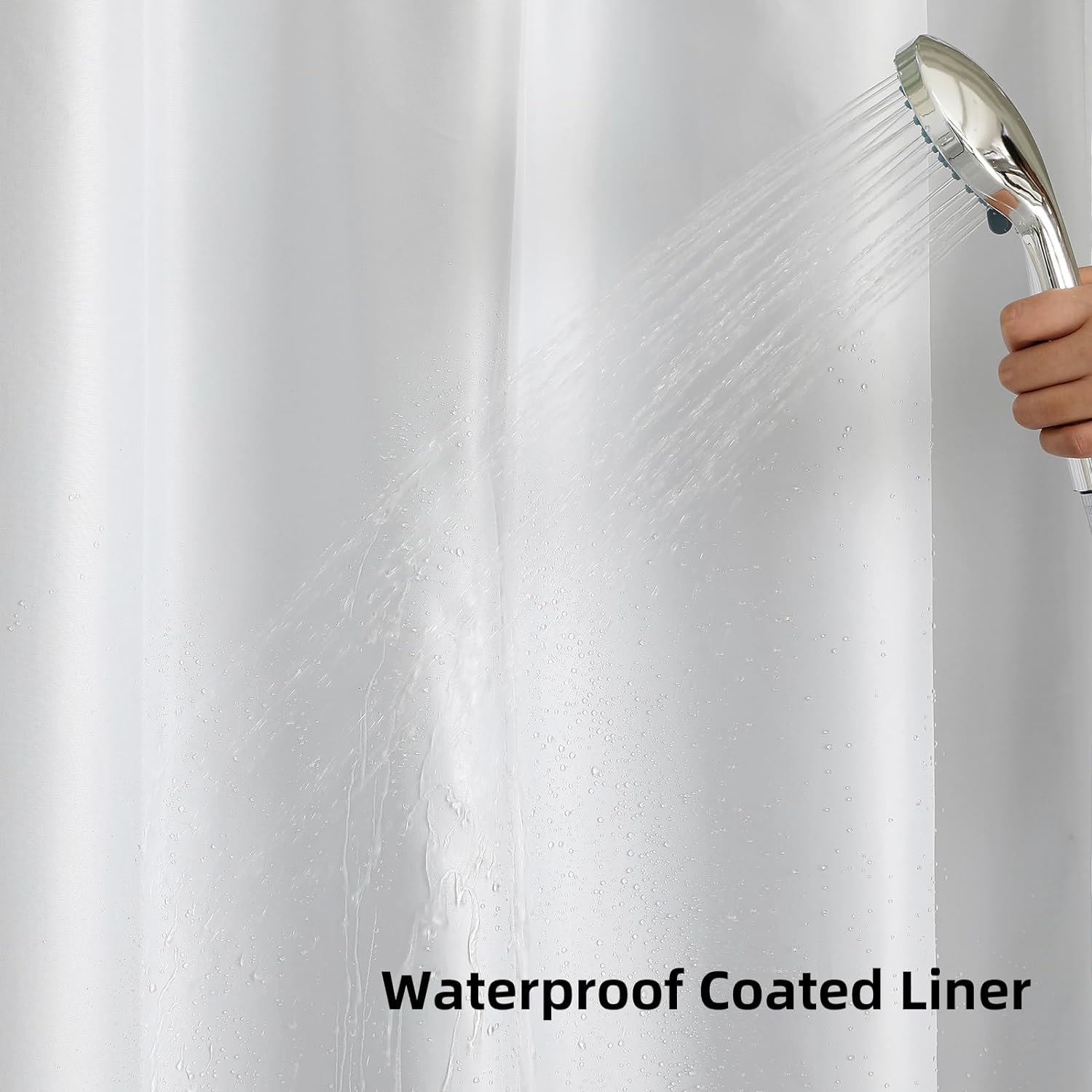 Thumbnail 3 de Colorful Star No-Hook Shower Curtain with Snap-in Liner – 72 x 75 Inch, White
