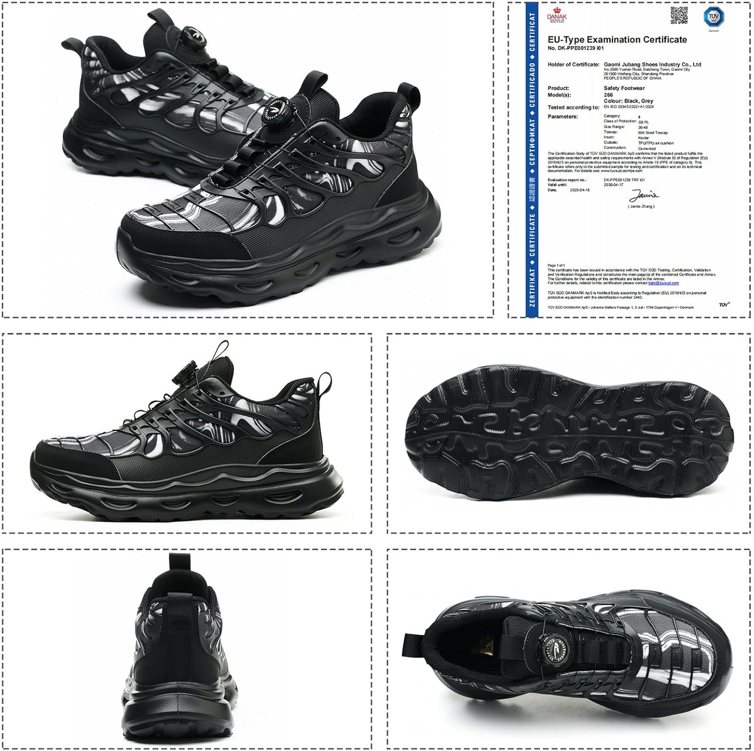 Detalle de Scarpe Antinfortunistiche Leggere Uomo/Donna con Chiusura a Bottone – Impermeabili, Antiscivolo e Ammortizzate per Sicurezza e Comfort