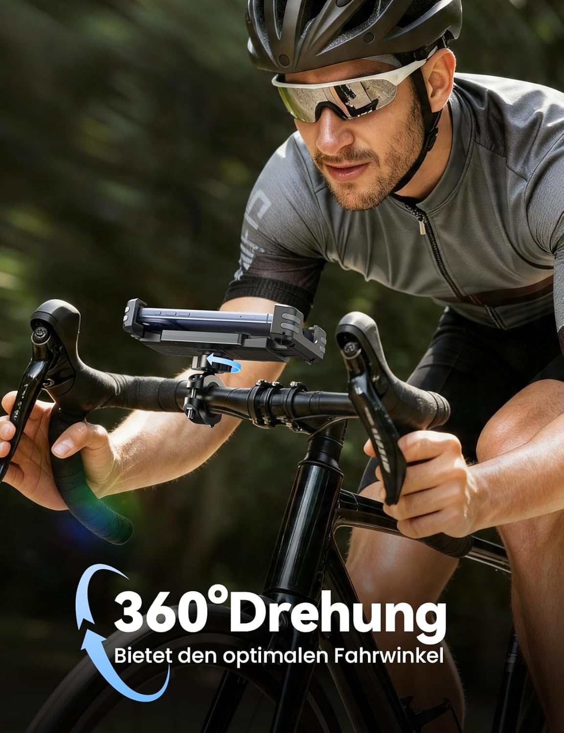Detalle de JOYROOM 2026 Handyhalterung Fahrrad mit versteckter Tracker-Aufbewahrung – universal für 5,8–7 Zoll Smartphones