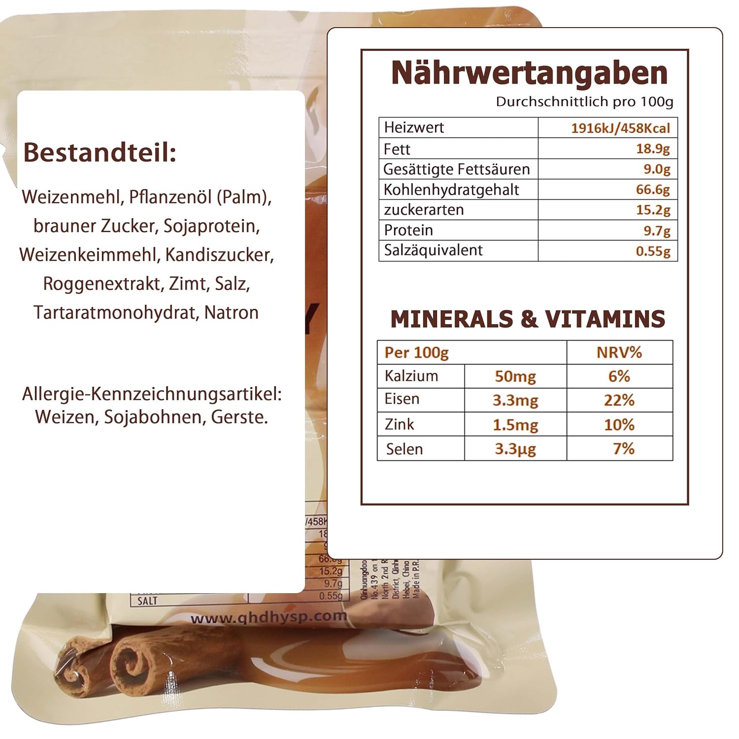 Detalle 2 de Notfall-Lebensmittelriegel Karamell Zimt Hardtack 6595 kcal