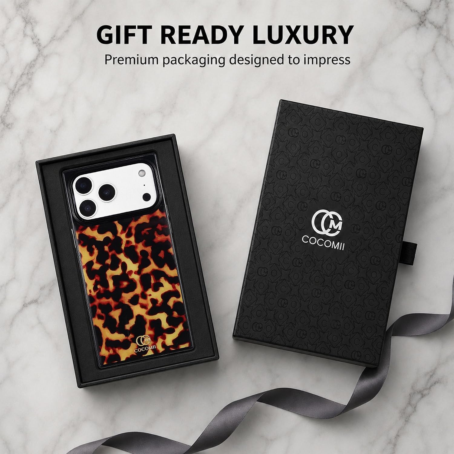 Detalle 2 de COCOMII Rectangle for iPhone 17 Pro Max Case, Amber Tortoiseshell