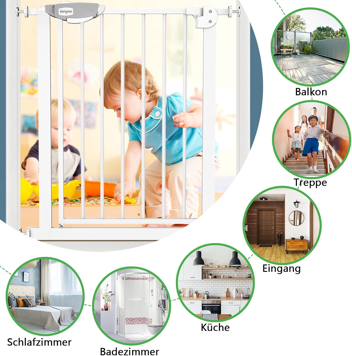 Thumbnail 6 de UISEBRT Türschutzgitter Ohne Bohren – 75–85 cm Breite, Auto-Close, Weiß