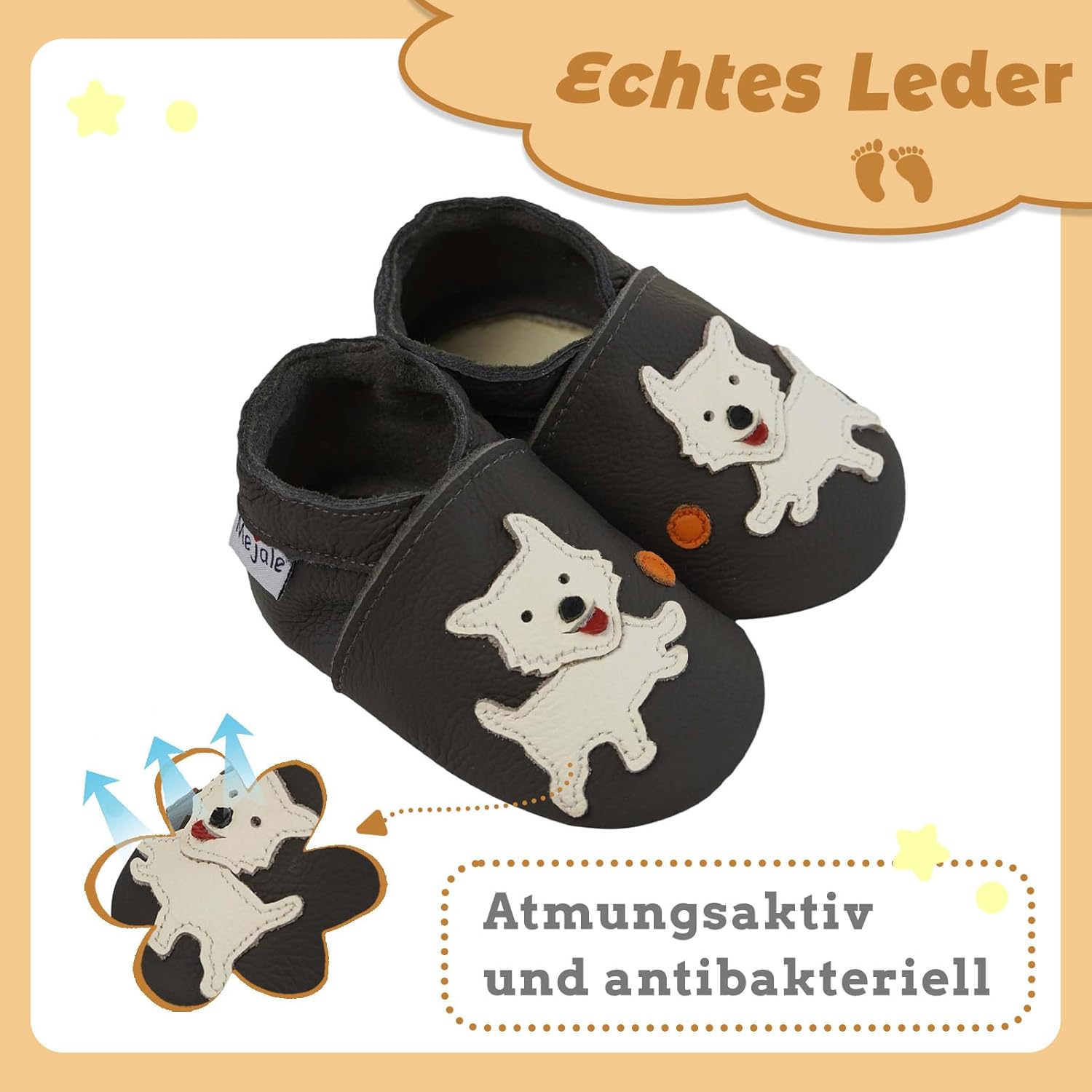 Thumbnail 1 de Mejale Baby Lederschuhe – Krabbelschuhe, Lauflernschuhe & Hausschuhe mit Wildledersohle