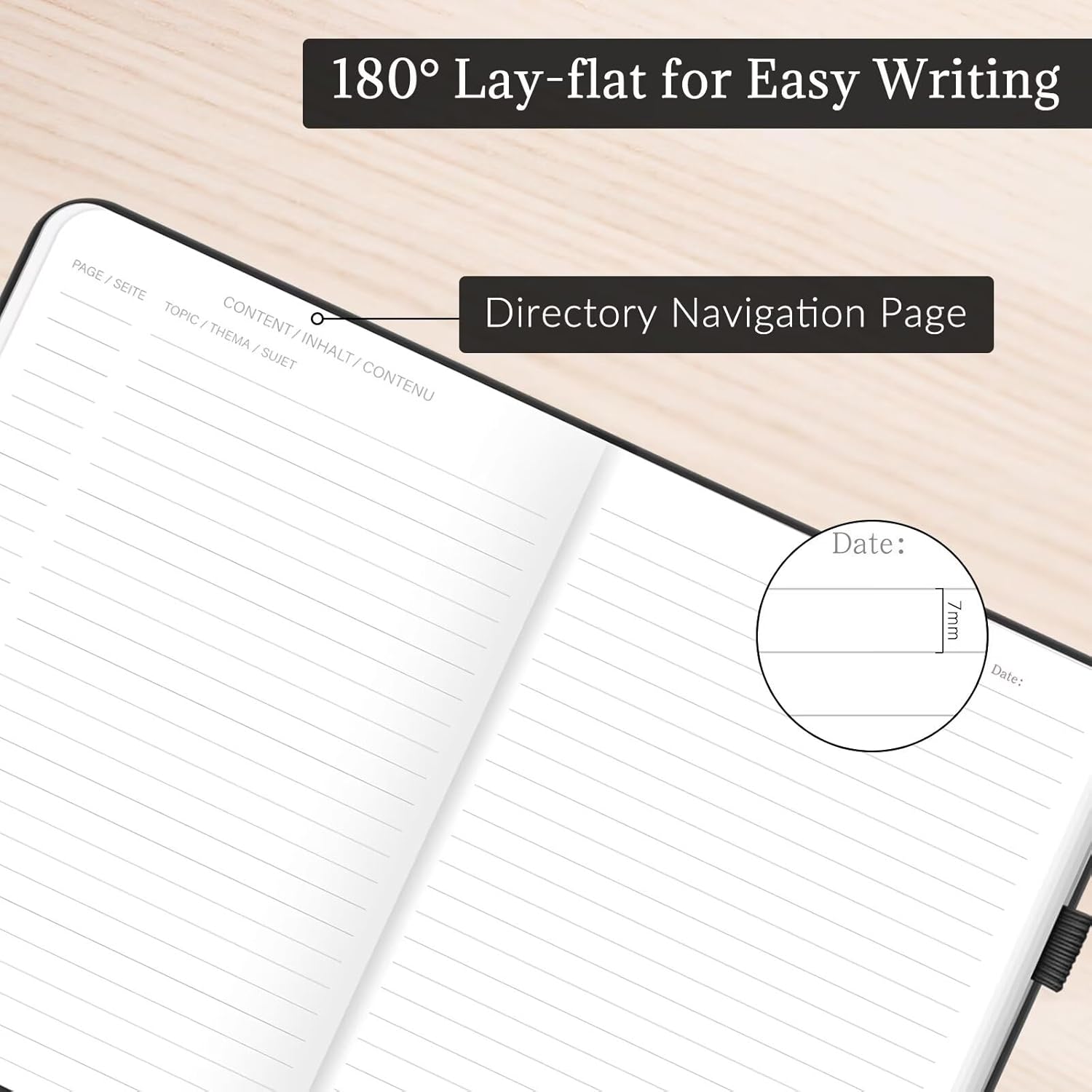 Thumbnail 3 de Lonely Oak Lined Journal Notebook (A5) with Leather-Style Hard Cover, Acid-Free 120GSM Paper