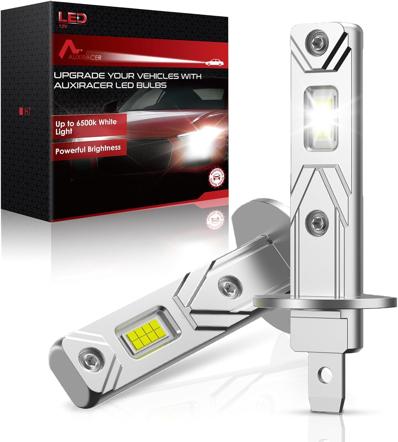 Detalle de AUXIRACER H1 LED 500% Brillante – Kit 2 lampadine H1 LED Plug and Play 6500K 18000 LM, 50.000 ore, IP68