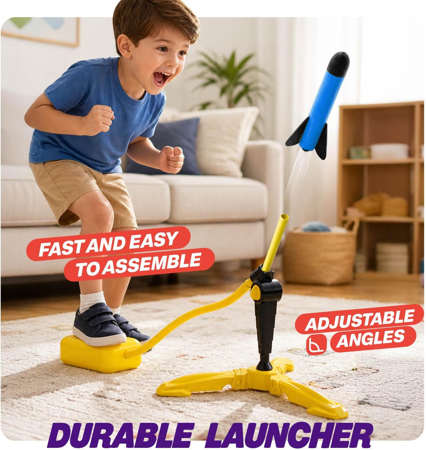 Detalle de Rocket Launcher for Kids: Outdoor Foam Rocket Set for Ages 4–8