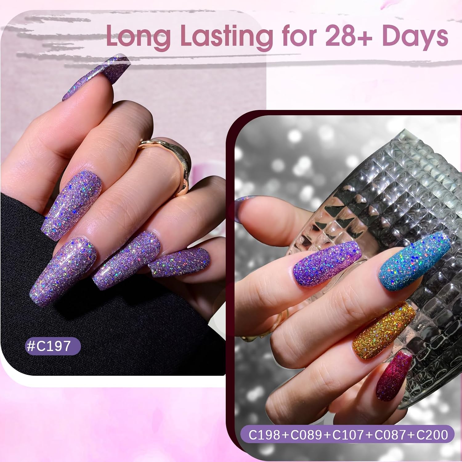 Detalle de ROSALIND Glitter Gel Polish 12-Piece Set