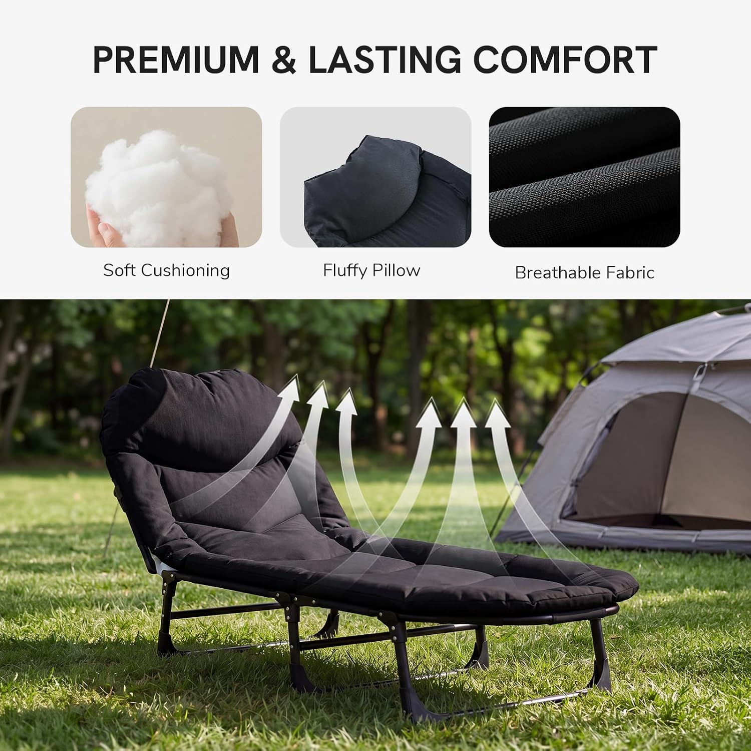Detalle 2 de DUMOS Camping Cot with Carbon Steel Frame