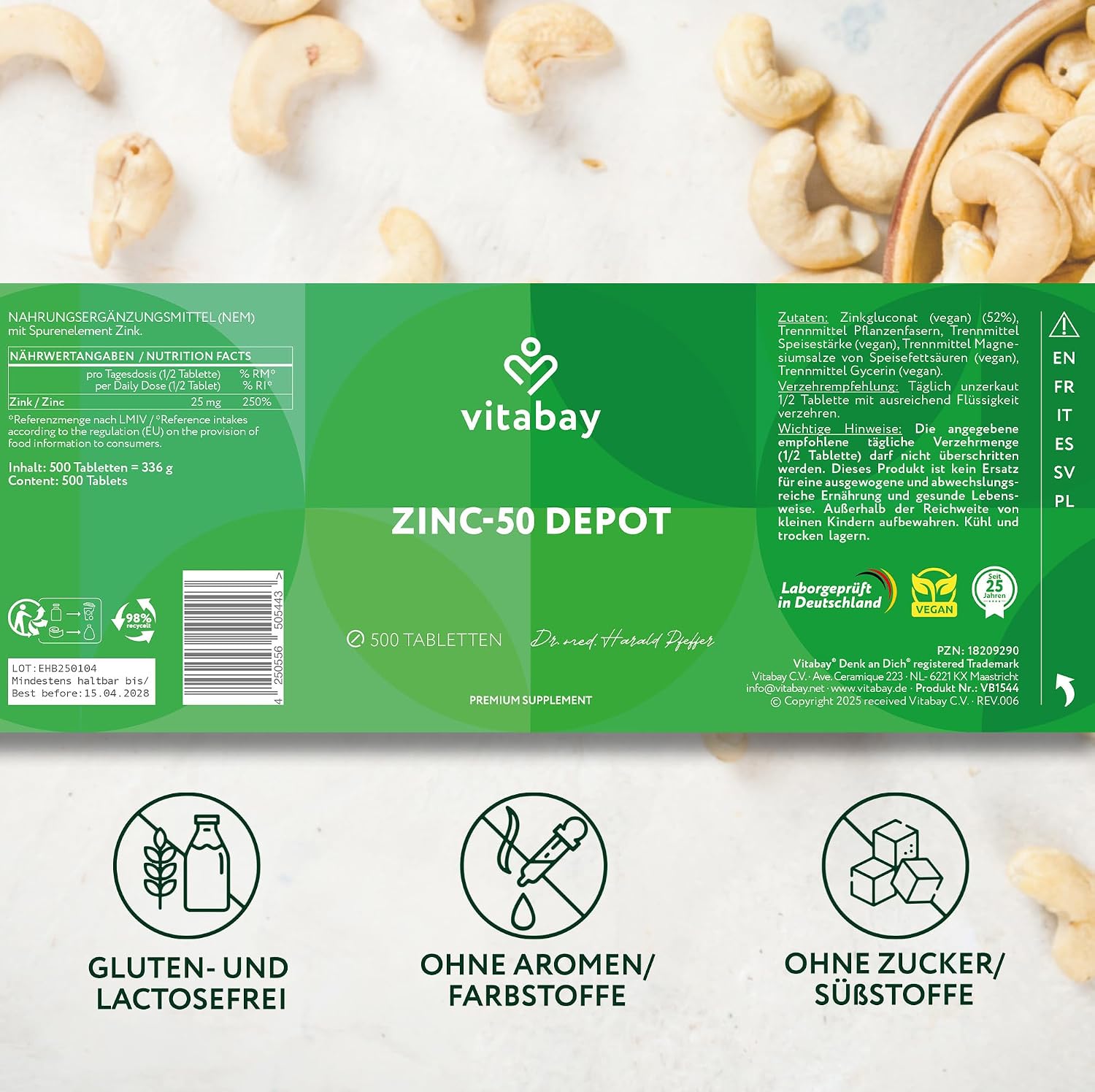 Thumbnail 6 de Vitabay Zink 50 mg hochdosiert 500 Tabletten