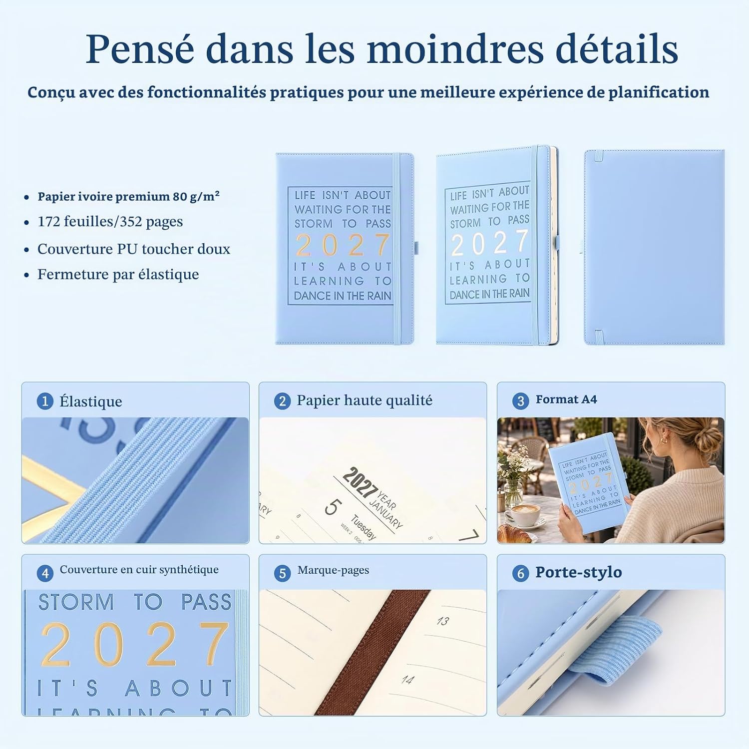 Thumbnail 6 de Mljtoyo Agenda 2027 A4, dagplanner met hardcover en kunstleren bekleding