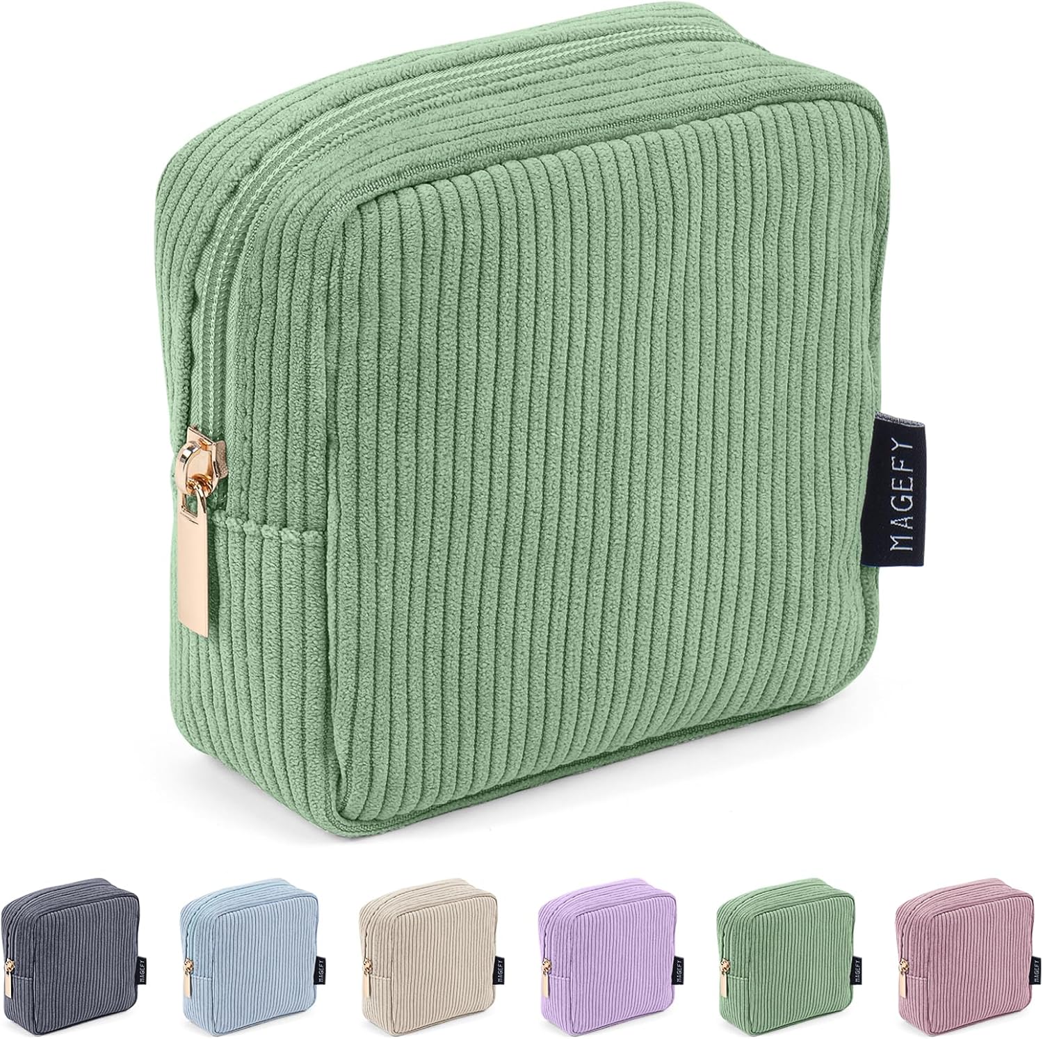 Detalle 2 de MAGEFY Kosmetiktasche – Kleine Make-up Tasche aus Kordsamt für Reisen und Alltag