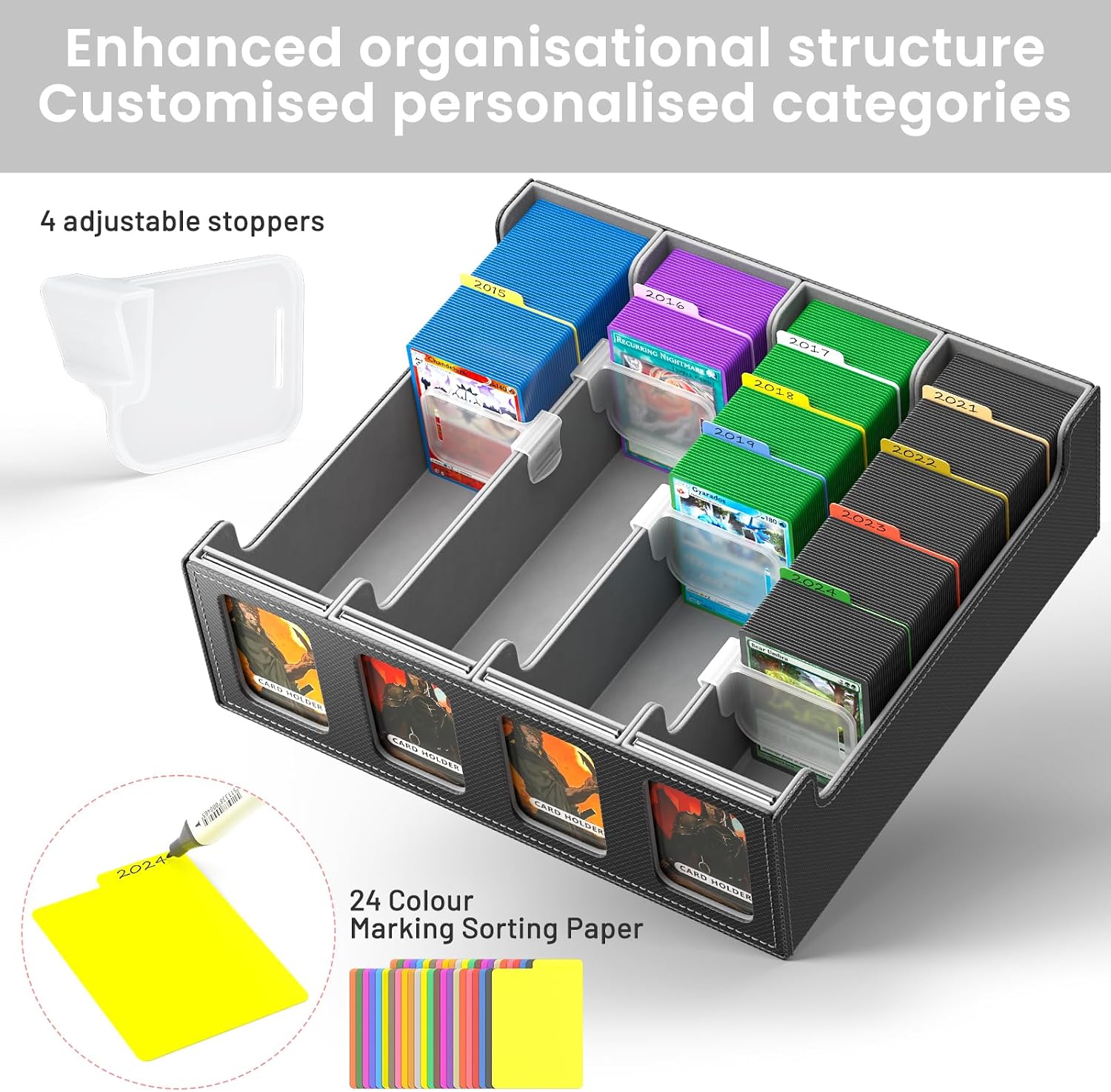 Detalle de Hot Bee MTG Deck Box: 2400+ Card Storage in PU Leather with Magnetic Closure