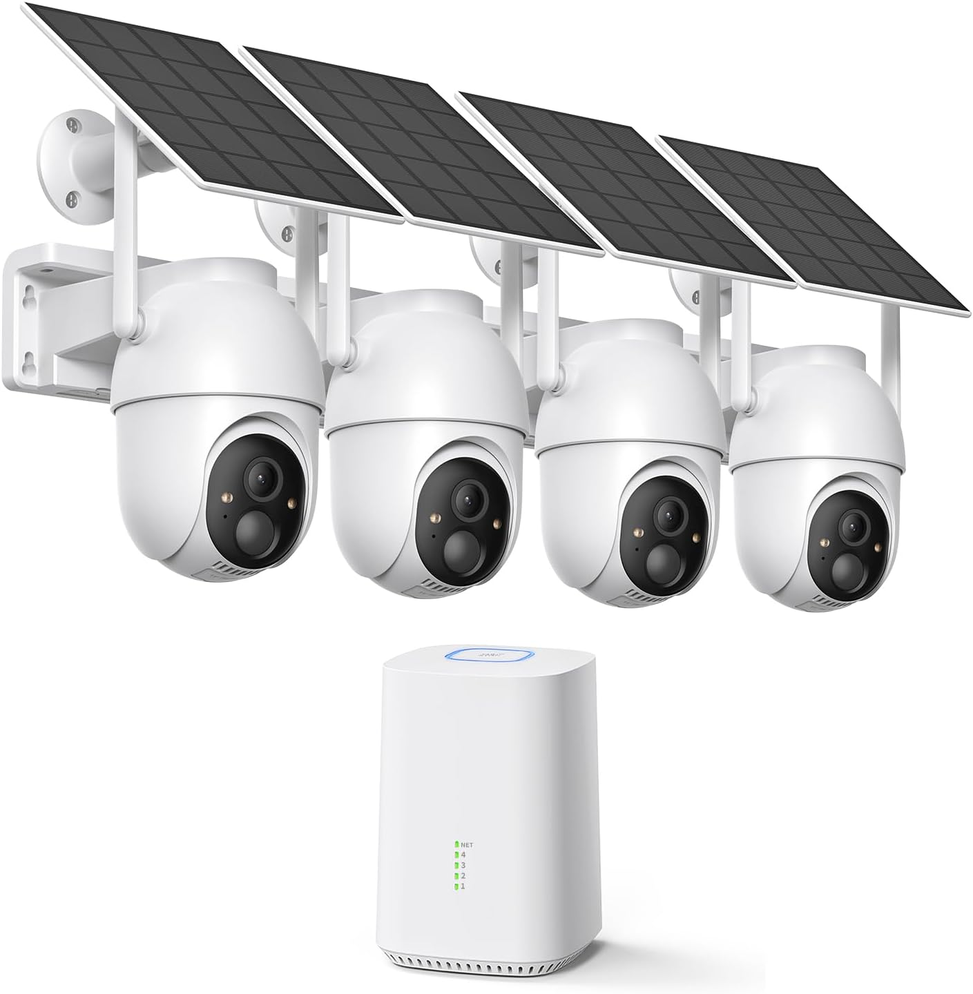 Detalle de ELYSOO JA-D300 4-Camera Security System, 2K/4MP, Solar, 64GB Storage