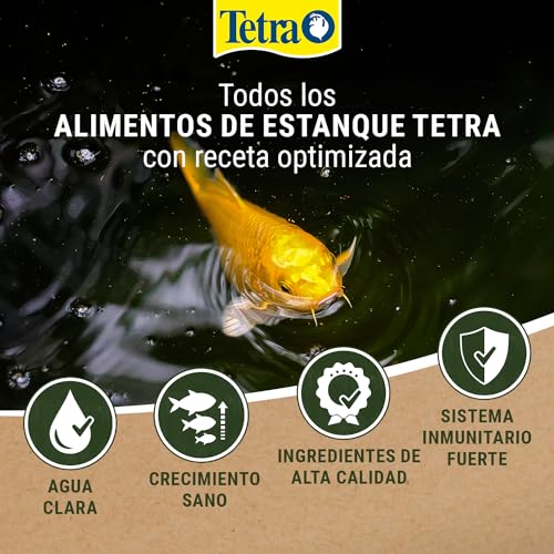 Detalle de Tetra Pond Flakes: alimento en escamas para peces pequeños y jóvenes en estanque (cubo 10 L)