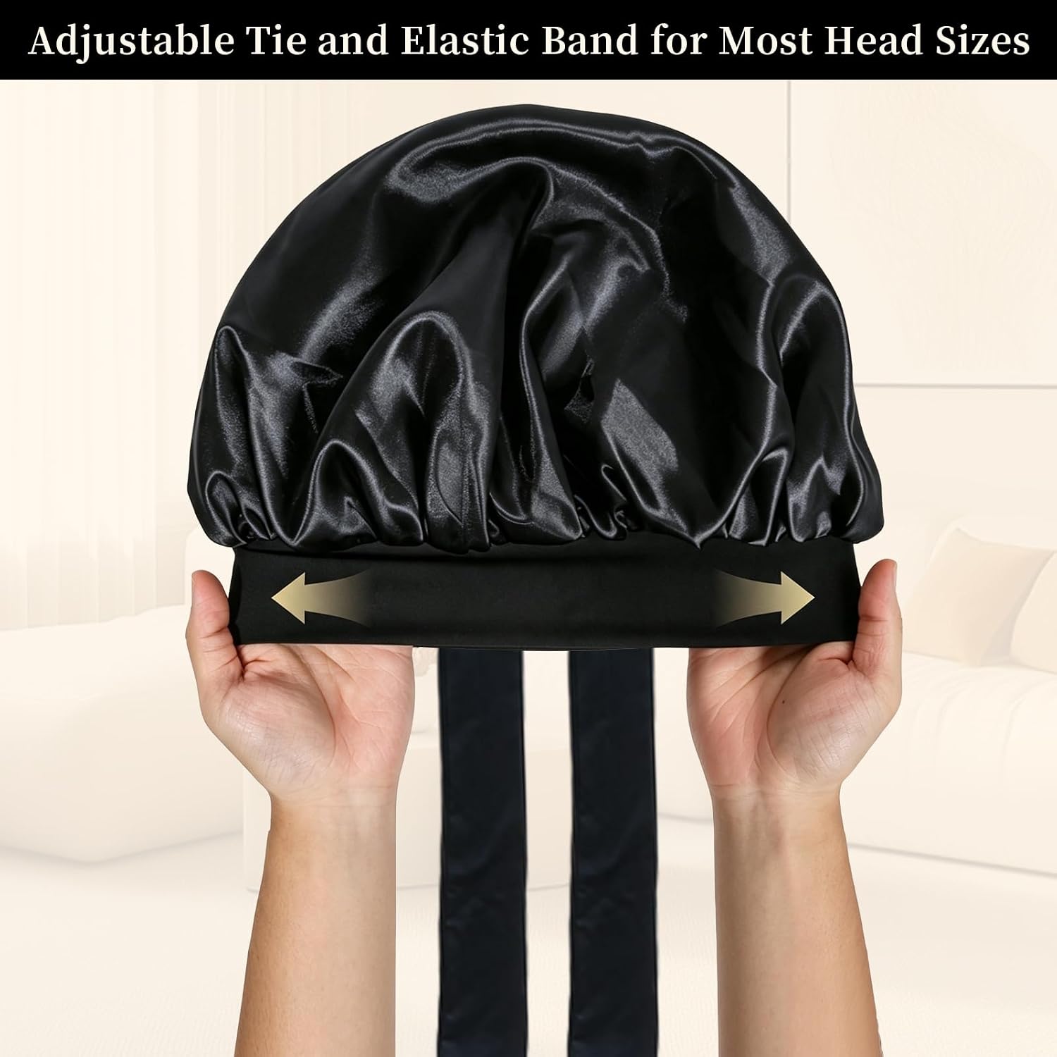 Detalle de Confvrter Silk Bonnet Satin Bonnet for Sleeping (Large, Adjustable) — Comfort, Hair Protection, and Everyday Use