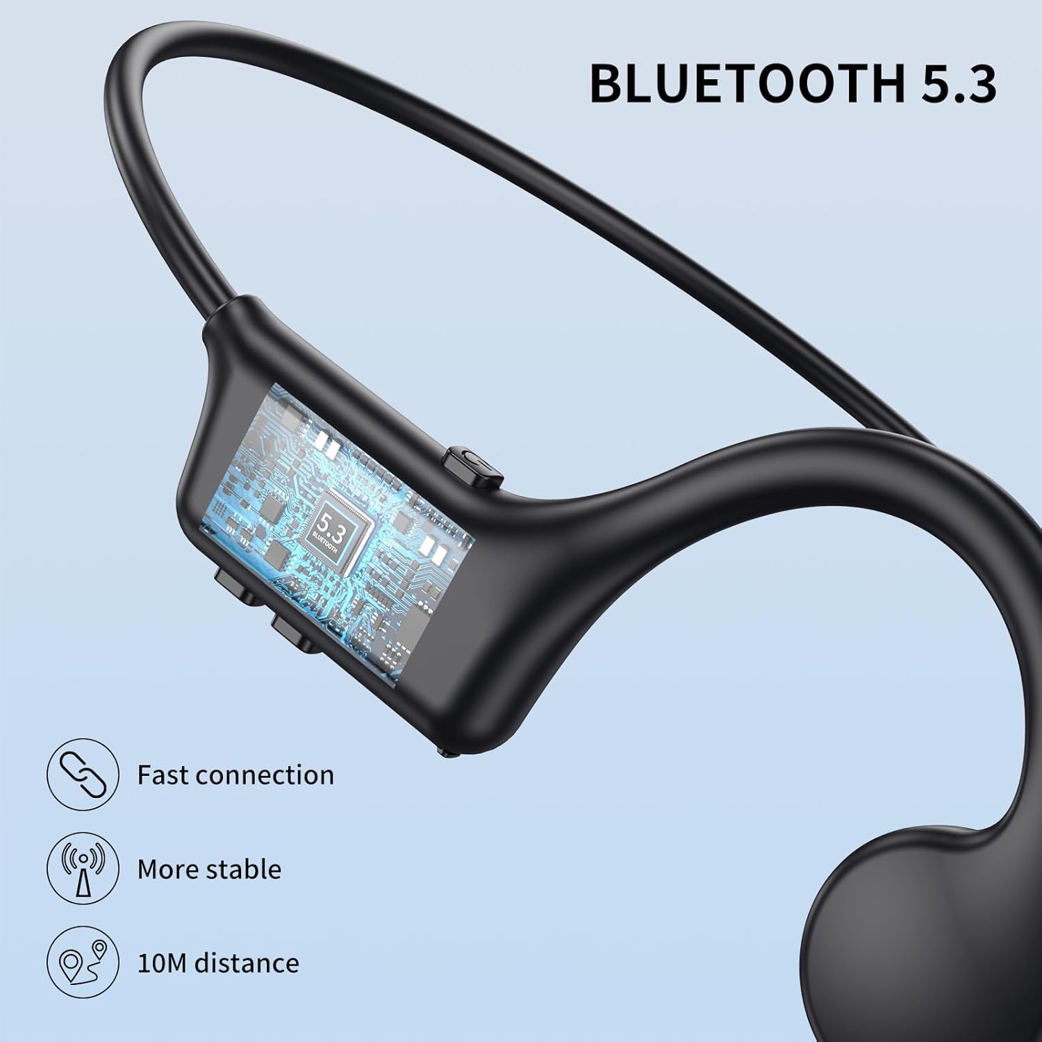 Thumbnail 3 de Casque conduction osseuse Bluetooth avec micro open ear étanche IPX55 – pour course, sport et cyclisme (noir)