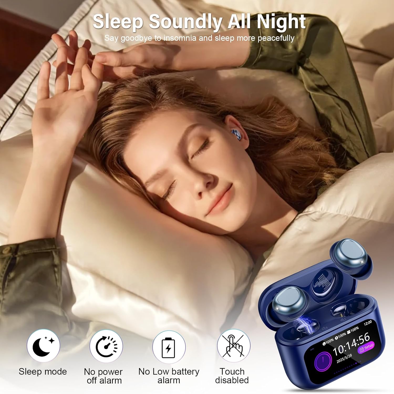Thumbnail 1 de ZYHKON Sleep Earbuds Bluetooth 5.4 (Small Mini Design, Sleep Mode, Touch Charging Box) — Blue