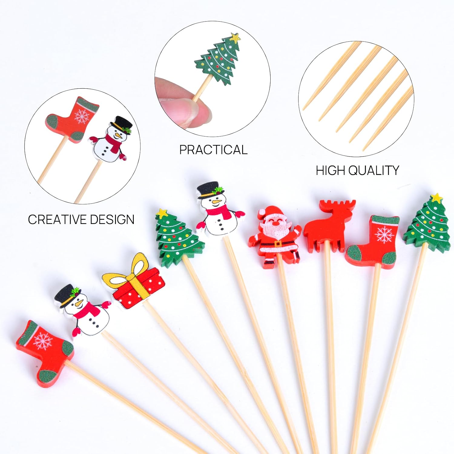 Detalle de JtmyAota Bamboo Cocktail Picks, 4.7-Inch