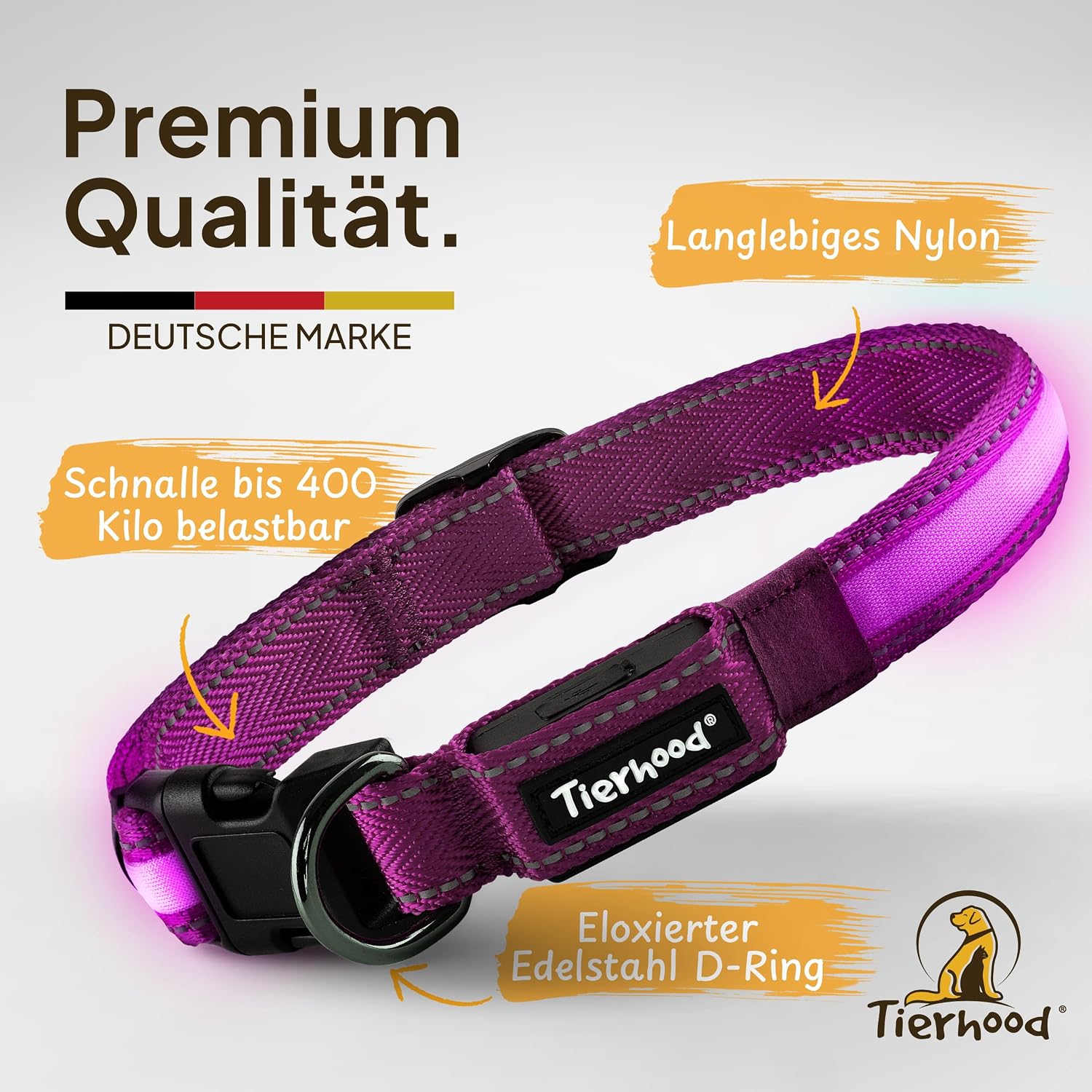 Detalle 1 de Tierhood Leuchthalsband Größe S
