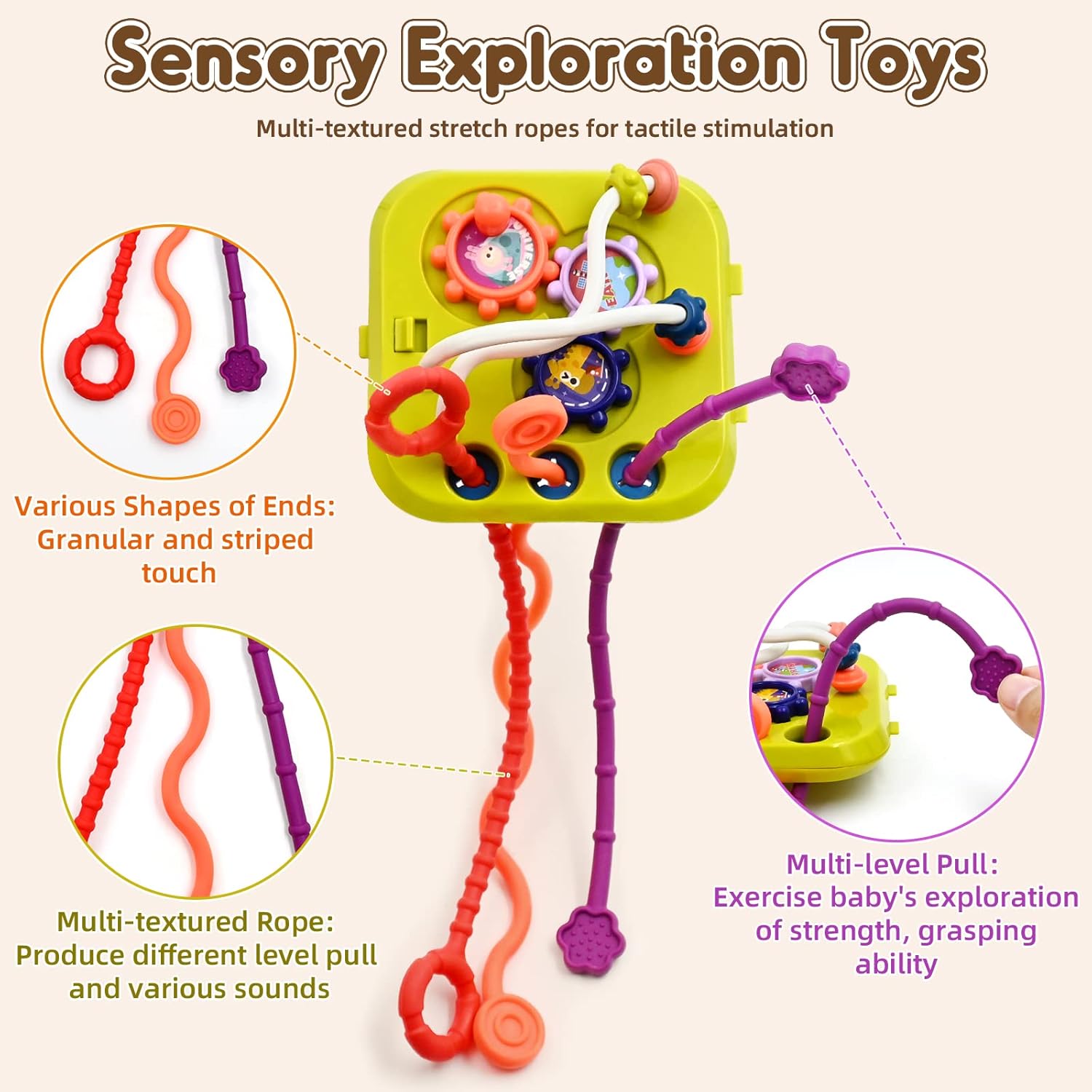 Detalle 2 de Spielzeug ab 1,5 Jahren – Montessori 7‑in‑1 Motorikschleife & Activity Center (Sensorik‑Motorikwürfel)