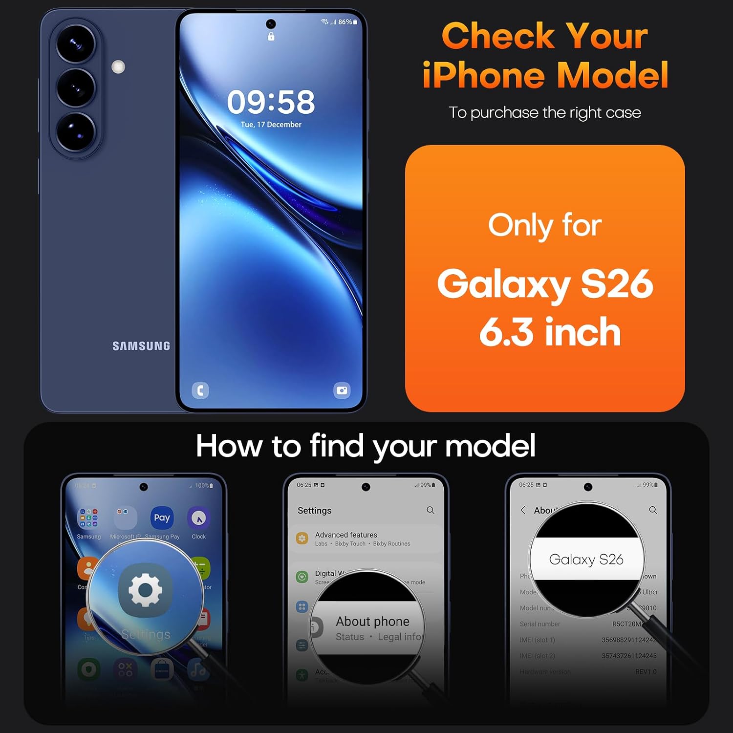 Thumbnail 6 de TAURI Magnetic case for Samsung Galaxy S26 with MagSafe support and 9H tempered glass, Blue