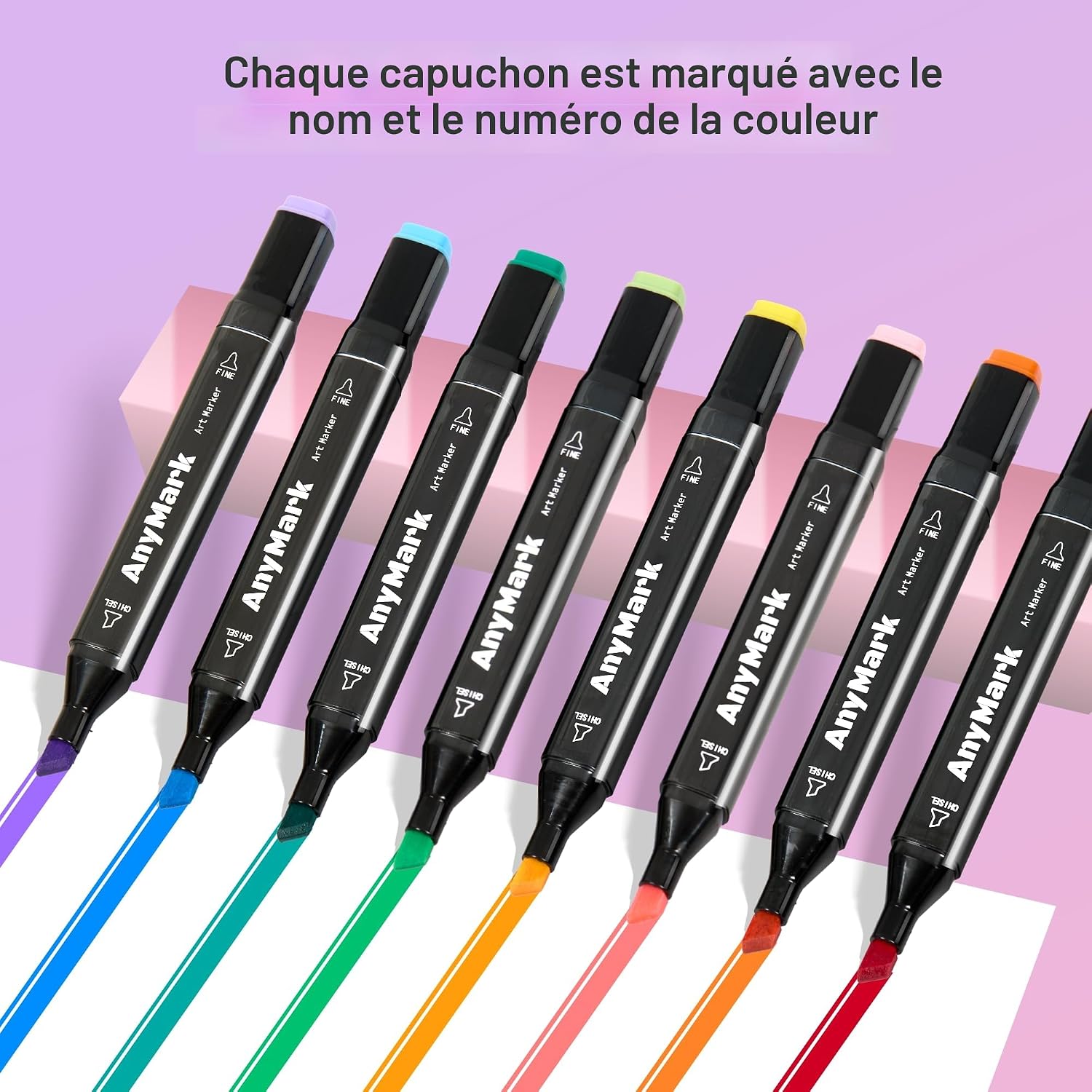 Thumbnail 3 de AnyMark Feutres à Alcool Professionnels – 80 couleurs, double pointe pour dessin et coloriage