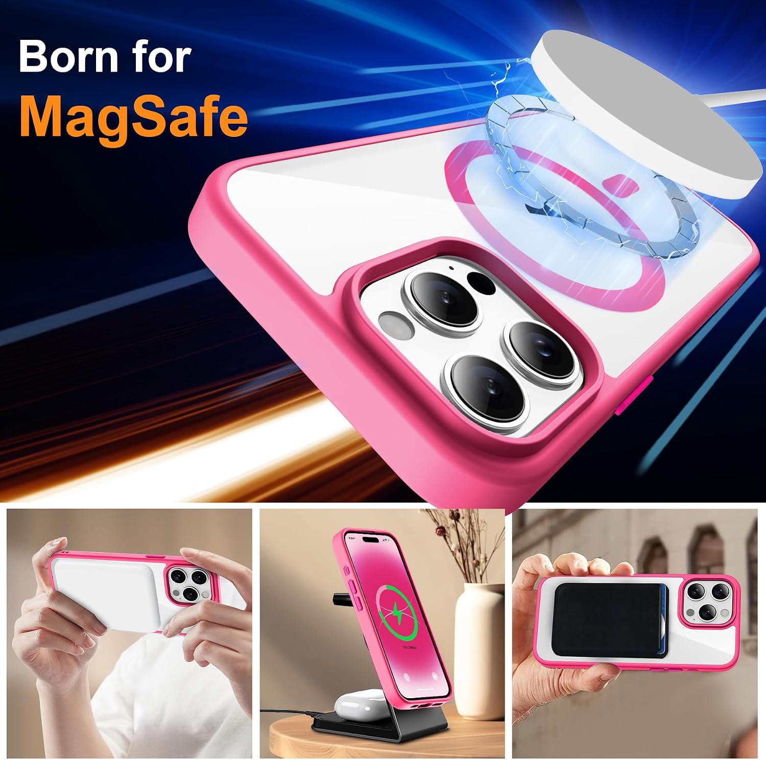 Thumbnail 1 de ORETECH Funda Magnética iPhone 14 Pro con Protectores