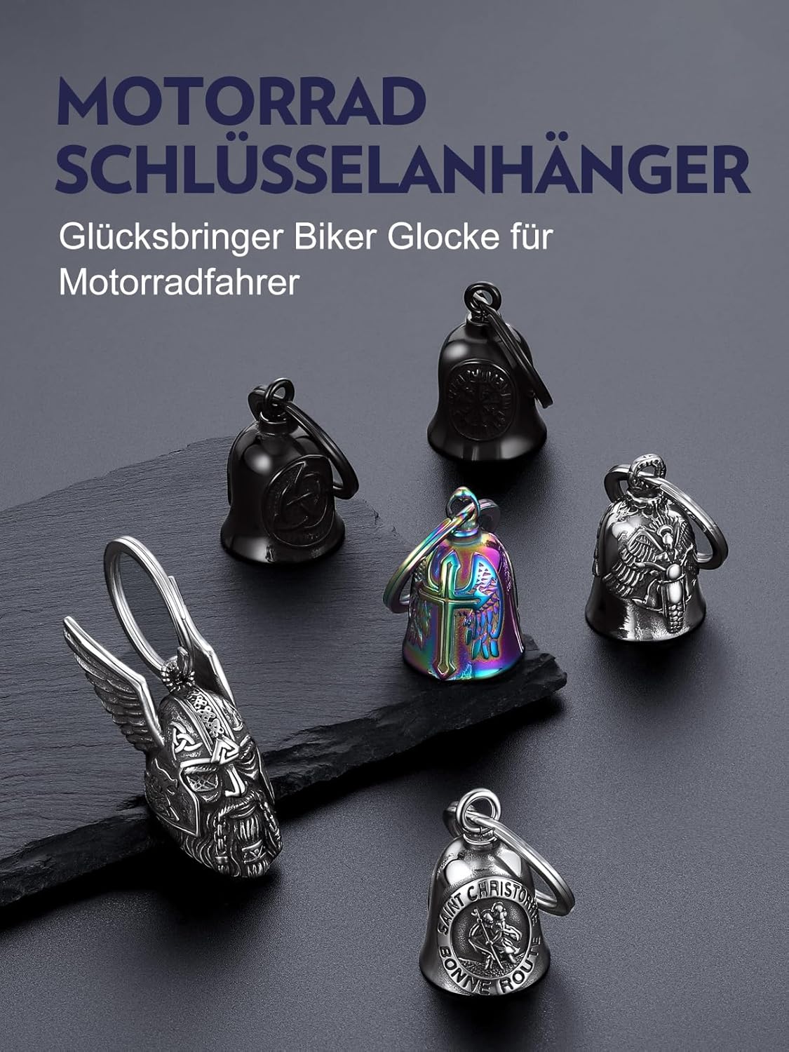 Thumbnail 5 de Bandmax Schlüsselanhänger Motorrad Glocke aus Edelstahl (Motorradglocke / Wikinger Glücksbringer)