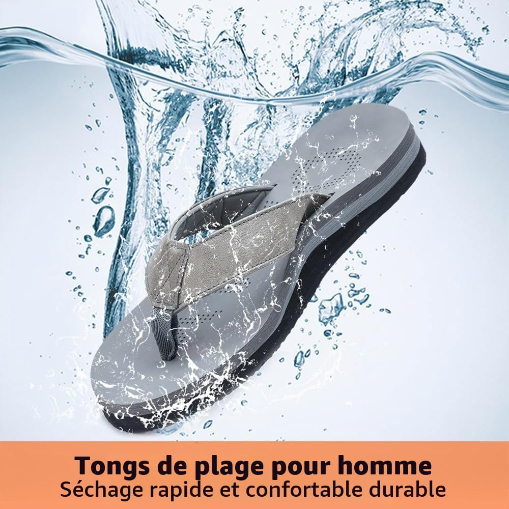 Detalle 2 de MGGMOKAY herenteenslippers met boogondersteuning voor strand en zomer