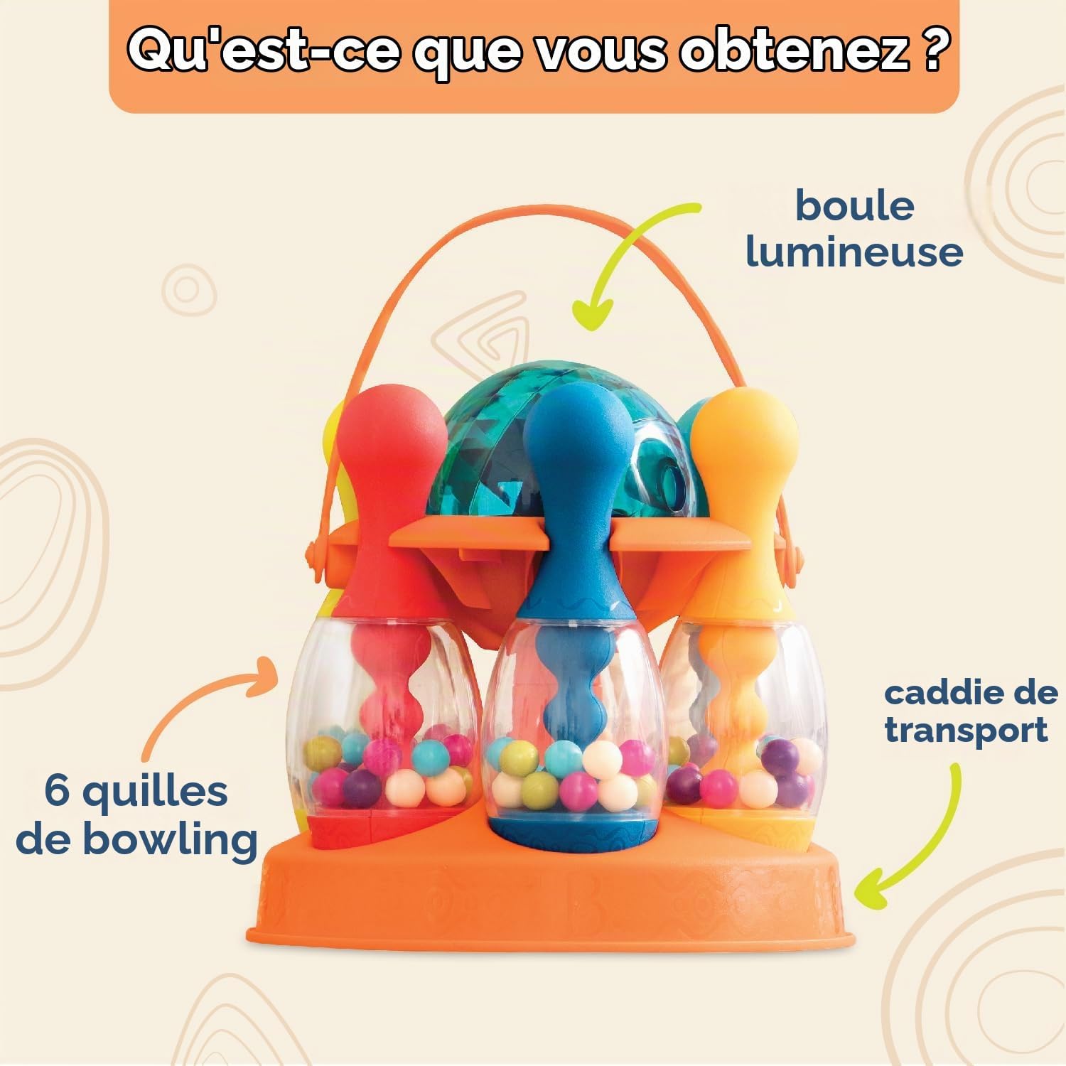 Thumbnail 6 de B. toys Let’s Glow Bowling Set – kinderbowling met lichtgevende bal en 6 kegels