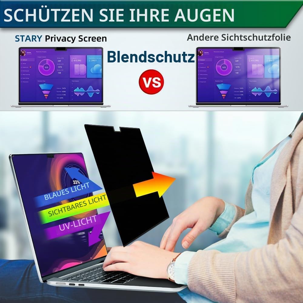 Thumbnail 6 de STARY Magnetischer Blickschutzfilter für MacBook Pro 14,2 Zoll (M1–M5, 2021–2026) mit Anti-Spy & Kamera-Schieber